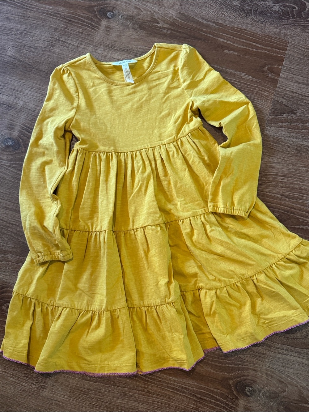 Matilda Jane Mustard Tiered Long-Sleeve Dress